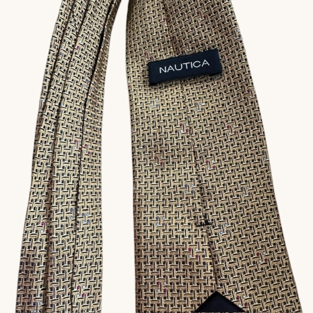 Lot of 8 Mixed Gold Yellow Mens Silk Neckties Nautica Haggar Morgan Hart Vintage - Picture 14 of 16